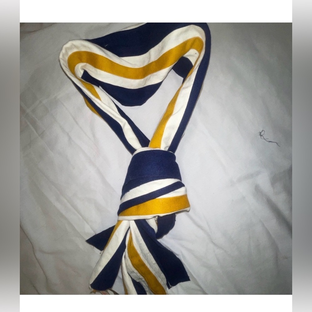 Burberry Navy, Mustard & White Striped Scarf